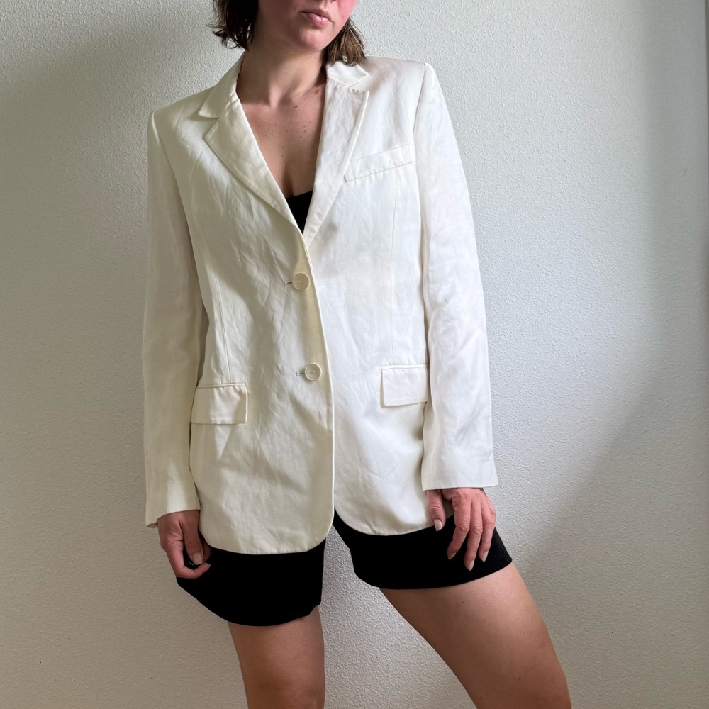 Zara NWOT Ivory Linen and Viscose Women’s Tailored Blazer Oversized size XS - Picture 4 of 16